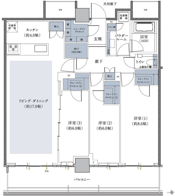 ザ・ファインタワー八王子 間取り 95O1 type