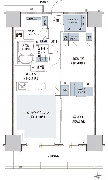 ザ・ファインタワー八王子 間取り 63H2 type