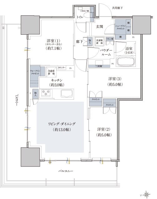 ザ・ファインタワー八王子 間取り 75A1 type
