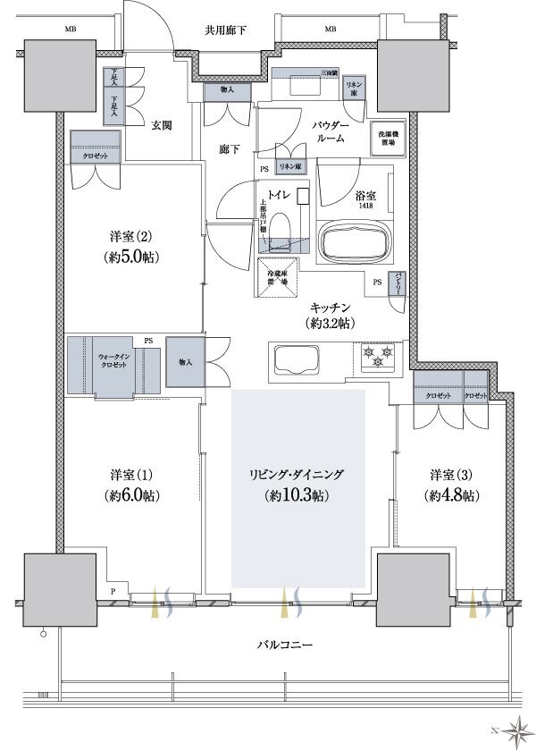 ザ・ファインタワー八王子 間取り 70D1 type