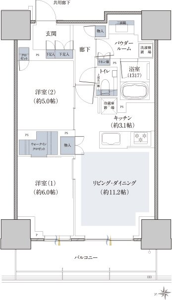 ザ・ファインタワー八王子 間取り 61C1 type