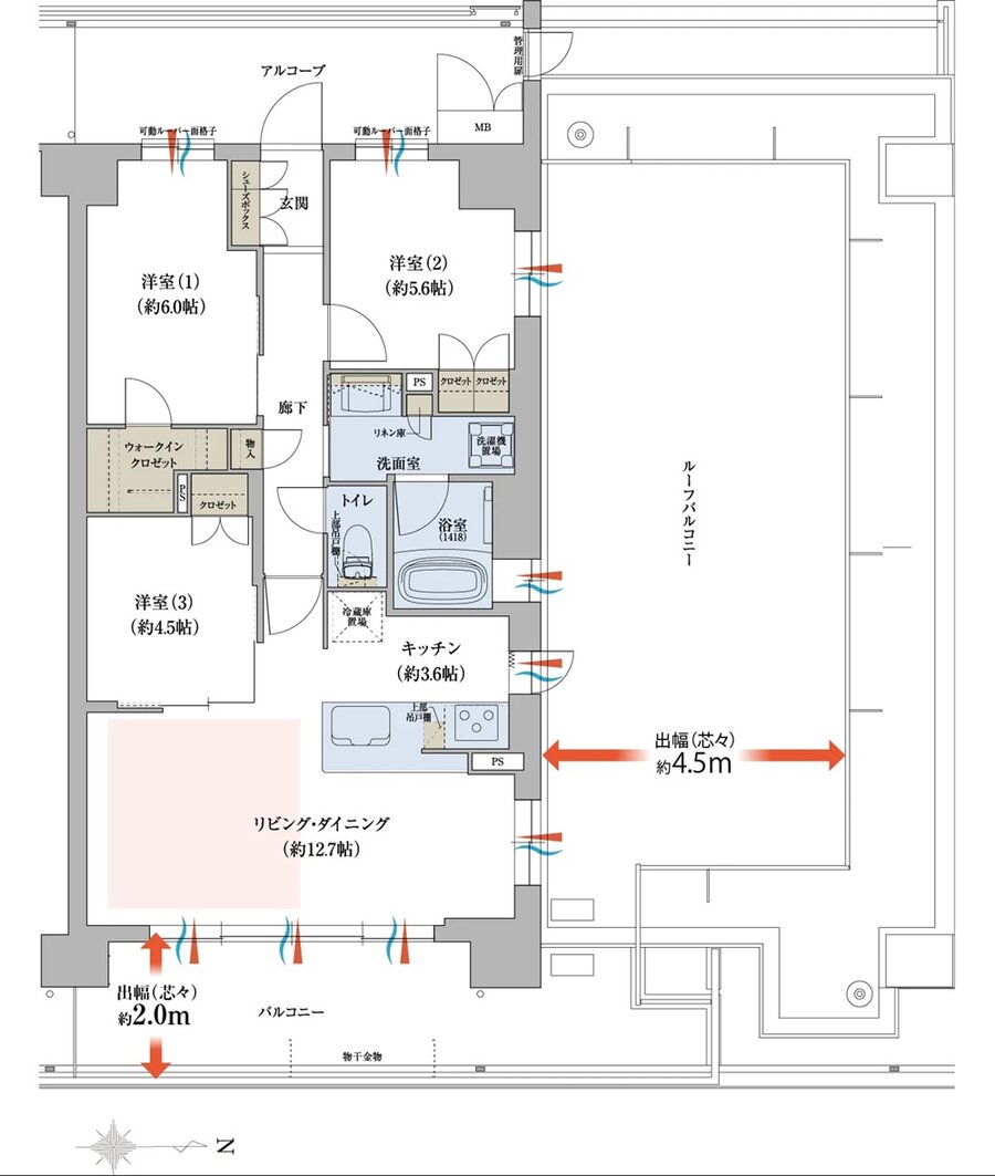グランアッシュ長居パークデイズ 間取り K1r TYPE
