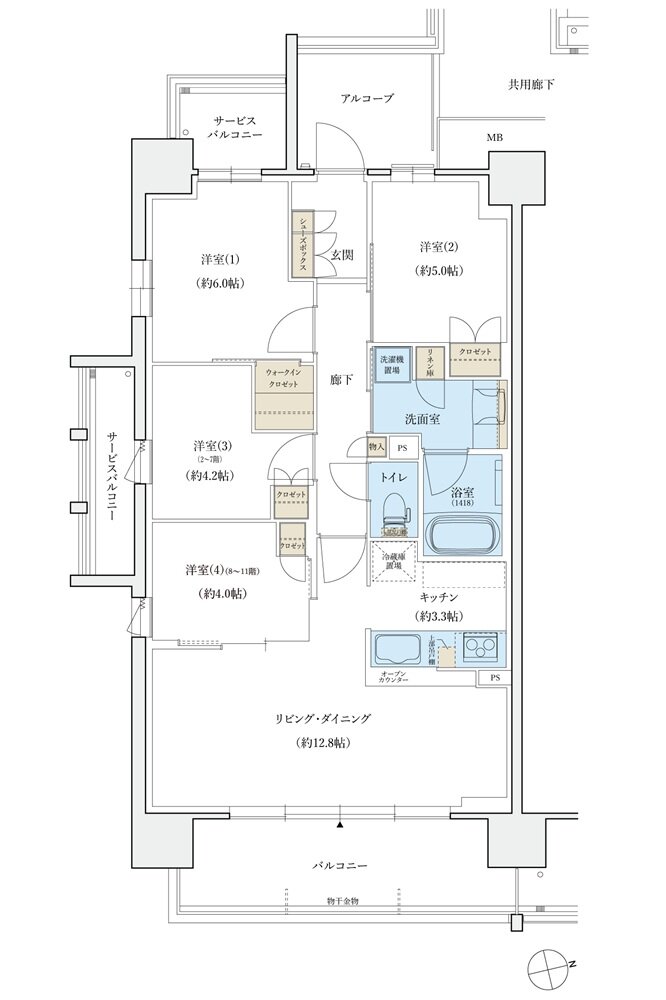 シエリア島本 間取り A TYPE (8~11階)