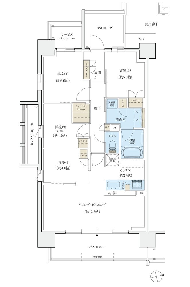 シエリア島本 間取り A TYPE(8階~11階)