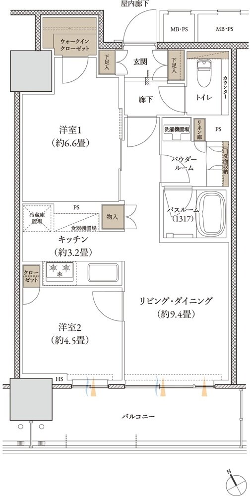 プレミストタワー大分 間取り E type