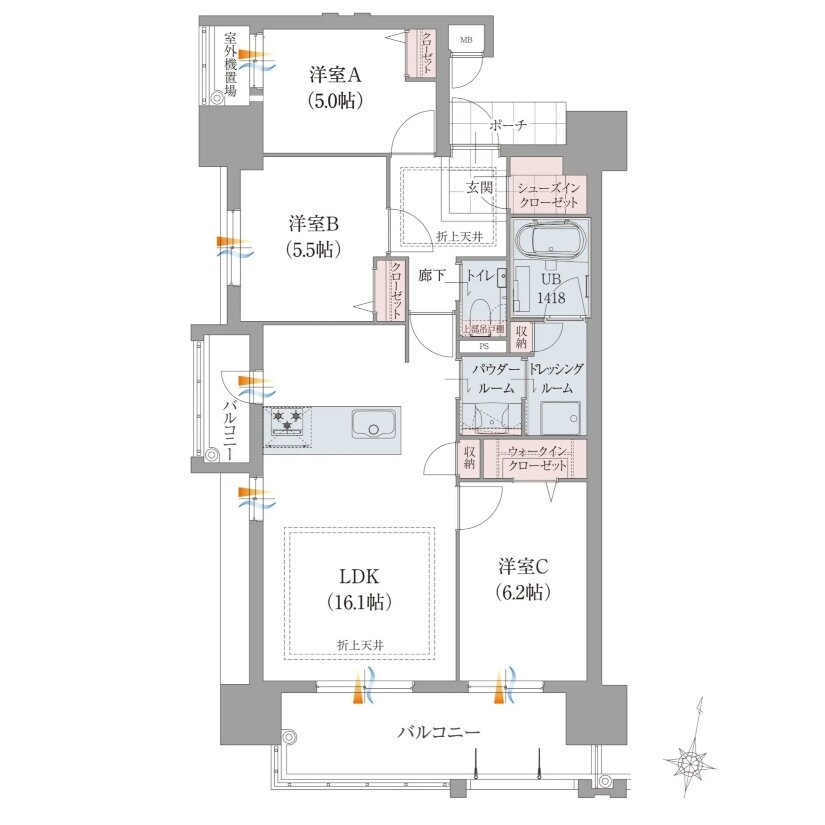サンライフ朽網ファーストクラス 間取り A type