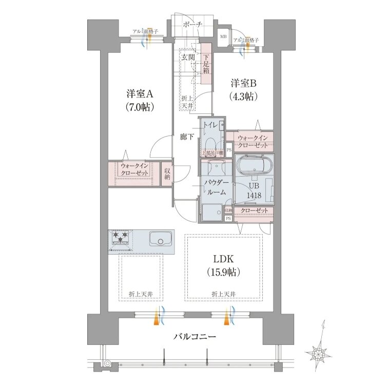 サンライフ朽網ファーストクラス 間取り B2 type