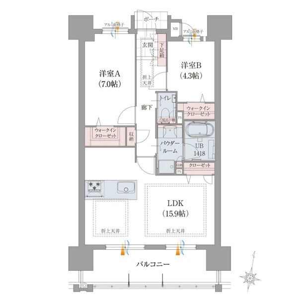 サンライフ朽網ファーストクラス 間取り B2 type