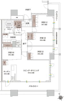 ザ・ライオンズ枚方光善寺タワー 間取り Q TYPE