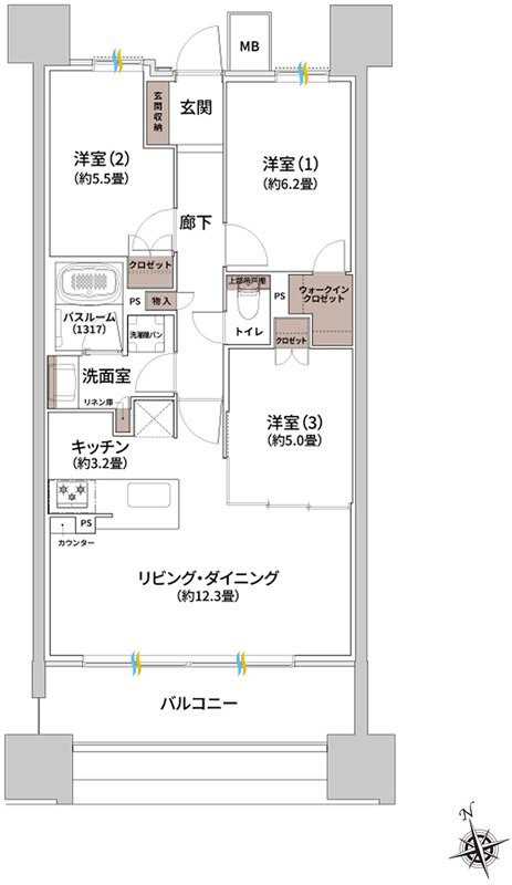 ザ・ライオンズ枚方光善寺タワー 間取り E TYPE
