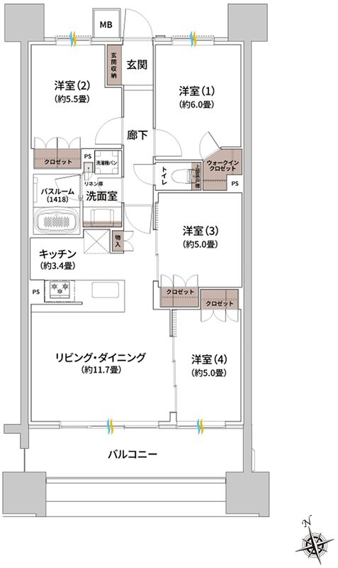 ザ・ライオンズ枚方光善寺タワー 間取り C TYPE