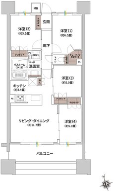 ザ・ライオンズ枚方光善寺タワー 間取り C TYPE