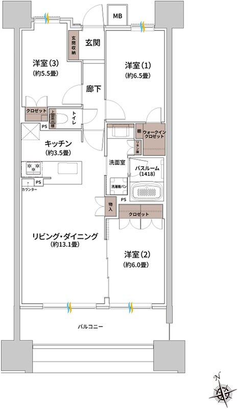 ザ・ライオンズ枚方光善寺タワー 間取り D TYPE