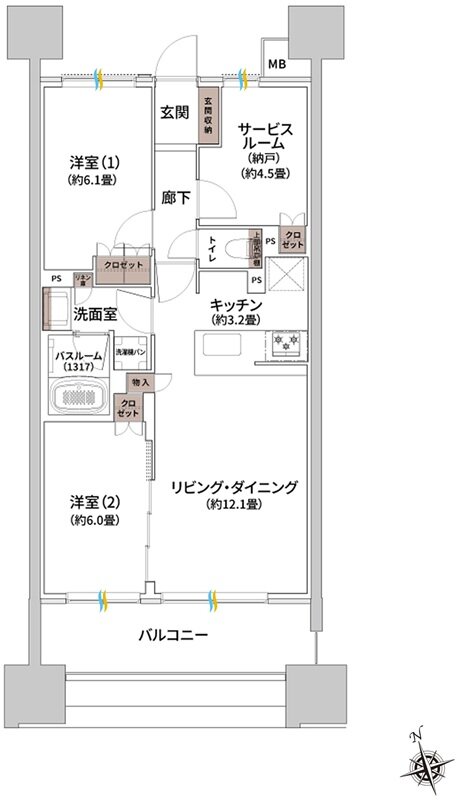 ザ・ライオンズ枚方光善寺タワー 間取り H2 TYPE