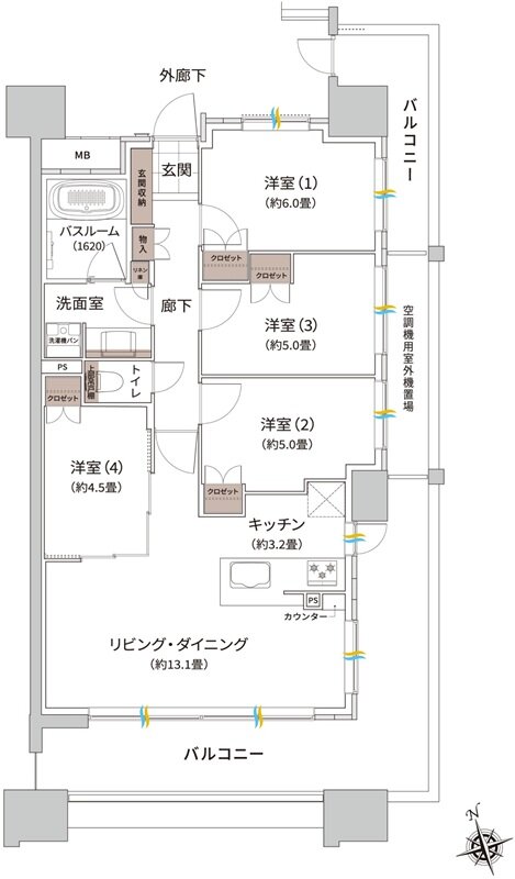 ザ・ライオンズ枚方光善寺タワー 間取り K TYPE
