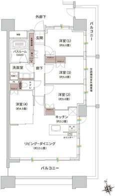 ザ・ライオンズ枚方光善寺タワー 間取り K TYPE