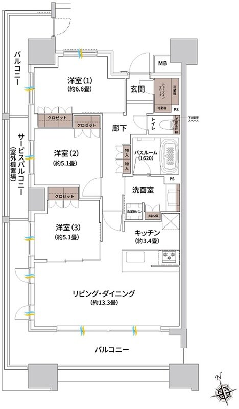 ザ・ライオンズ枚方光善寺タワー 間取り J TYPE