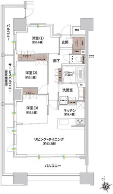 ザ・ライオンズ枚方光善寺タワー 間取り J TYPE