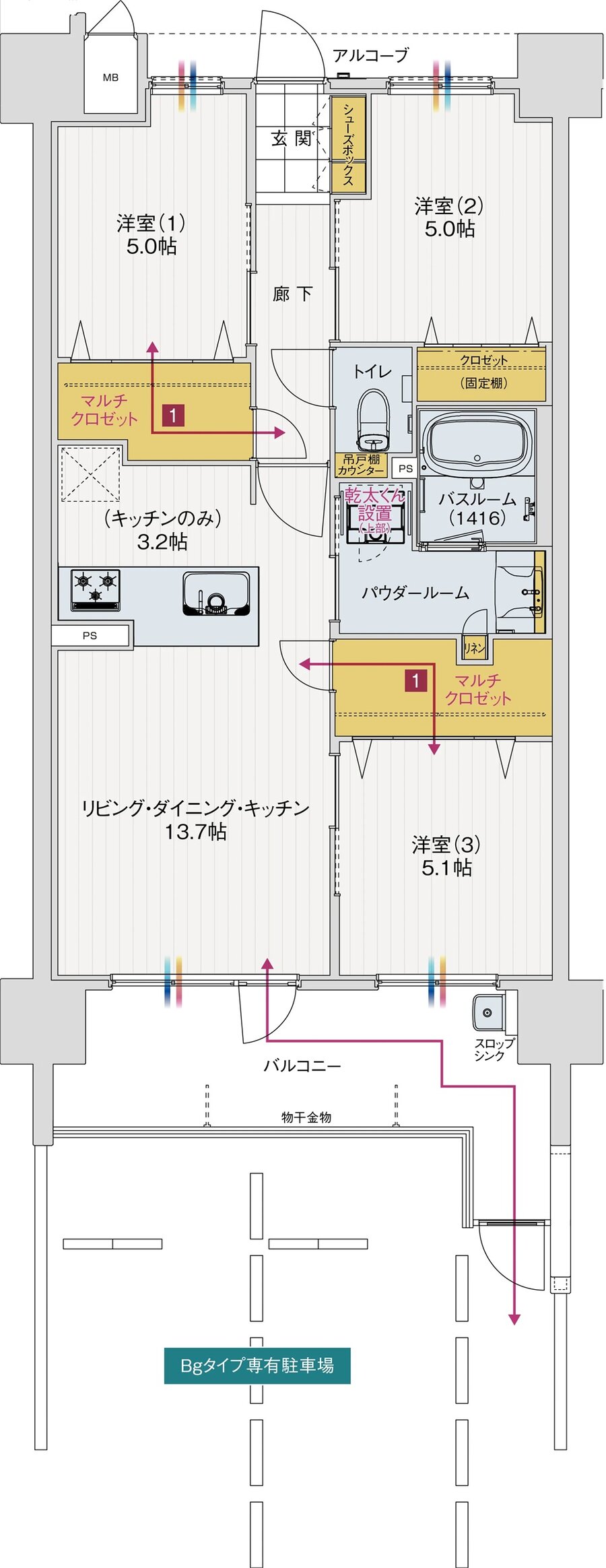 アルファステイツ衣山駅 間取り Bg TYPE