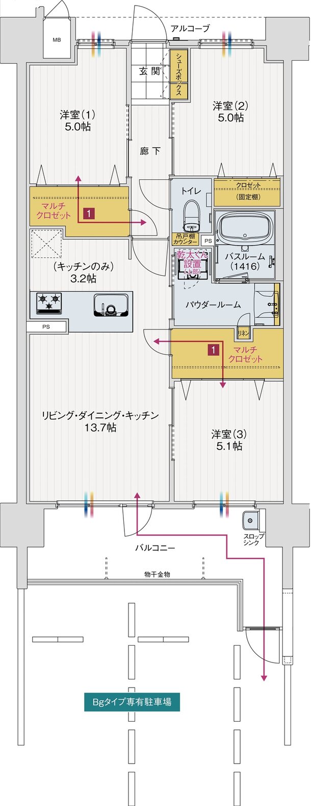 アルファステイツ衣山駅 間取り Bg TYPE