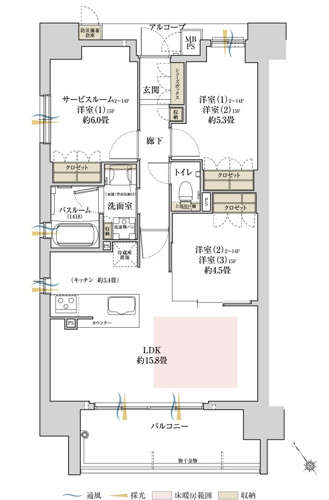 ワコーレ西明石クオリアコート 間取り A type