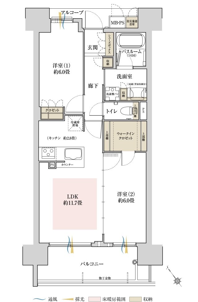 ワコーレ西明石クオリアコート 間取り B type
