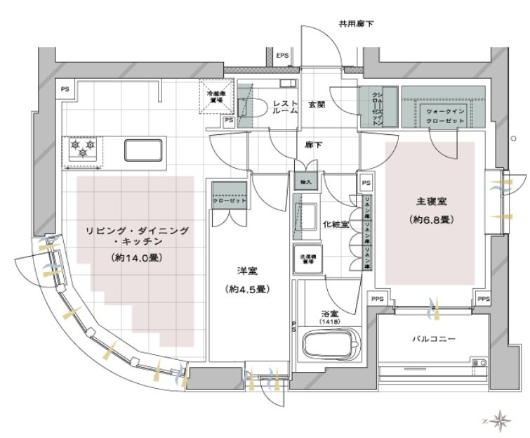 ピアース麻布十番ヴィアーレ 間取り A type