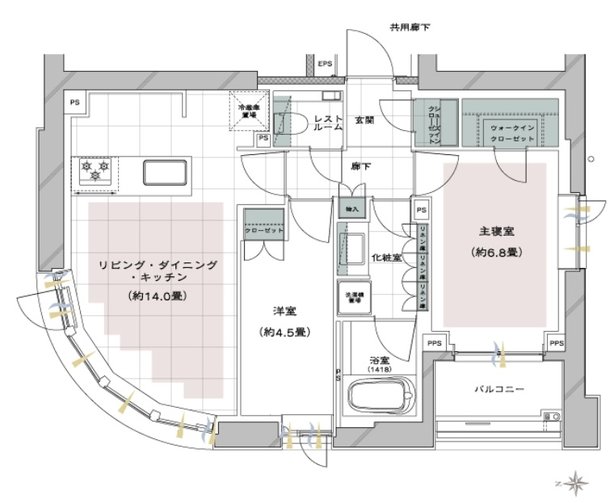 ピアース麻布十番ヴィアーレ 間取り A type
