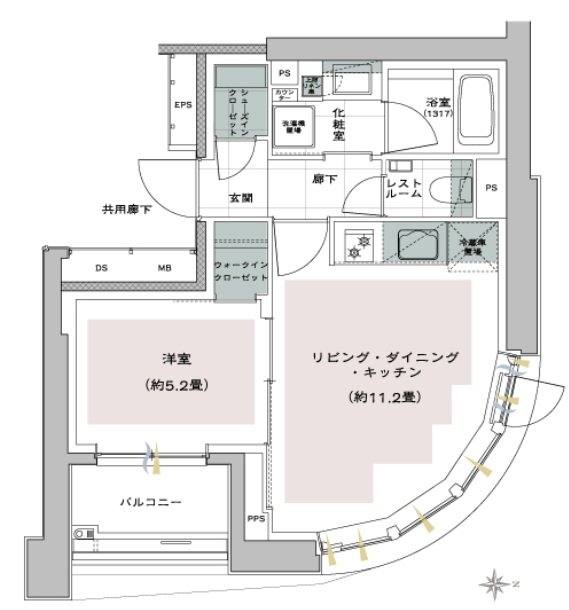 ピアース麻布十番ヴィアーレ 間取り B type