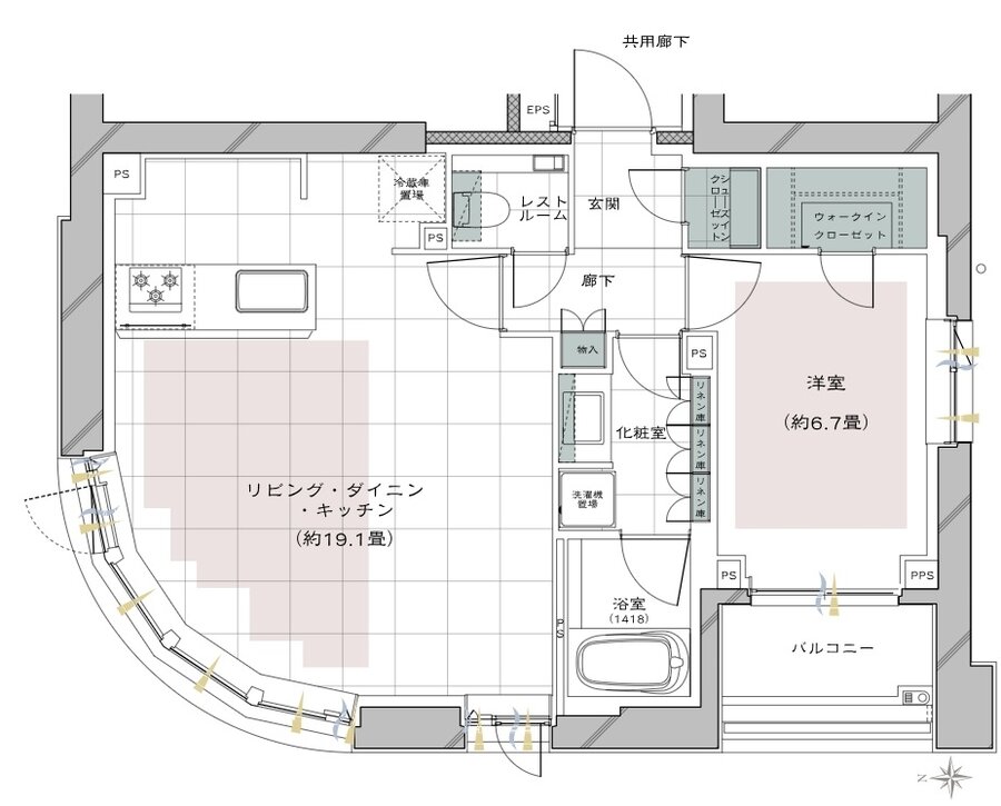ピアース麻布十番ヴィアーレ 間取り A type［MENU PLAN］
