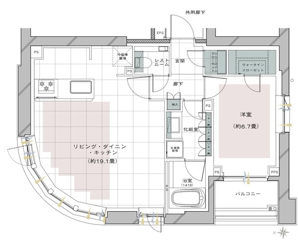 ピアース麻布十番ヴィアーレ 間取り A type［MENU PLAN］