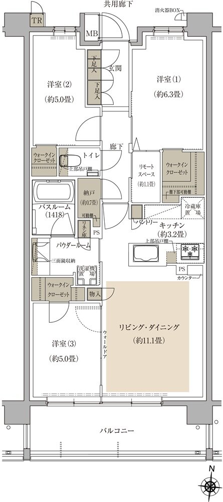 プレミスト中央林間 間取り E type