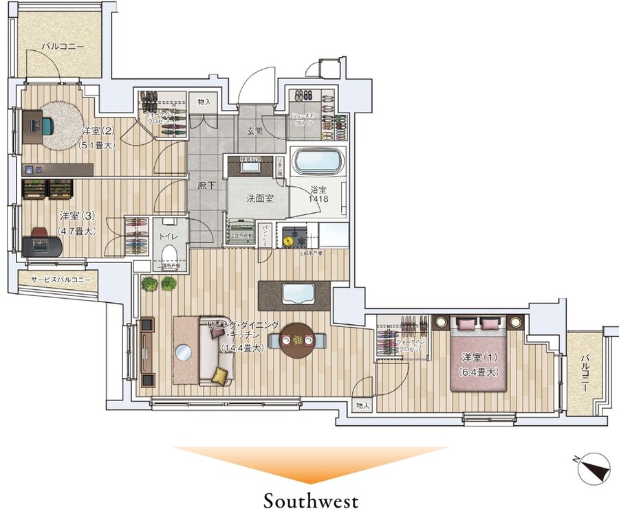 ルジェンテ神楽坂 間取り Qタイプ