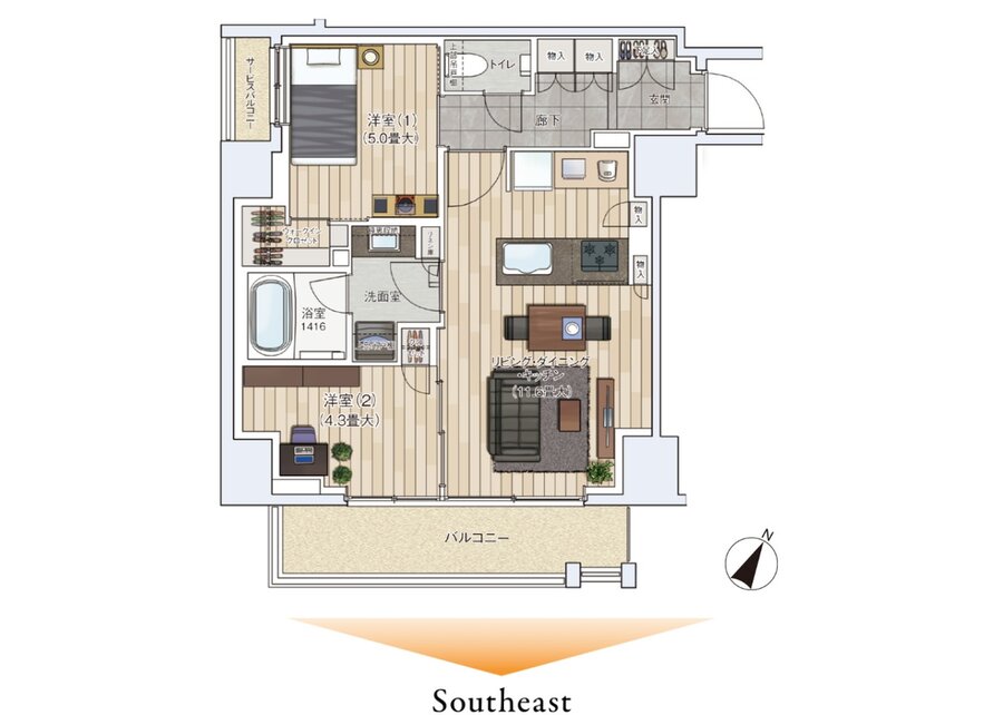 ルジェンテ神楽坂 間取り Cタイプ