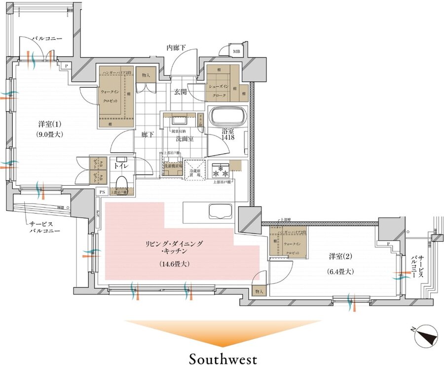 ルジェンテ神楽坂 間取り Qタイプ メニュープラン2