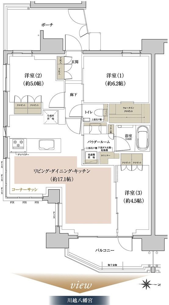 ファインレジデンス川越八幡通り 間取り E type