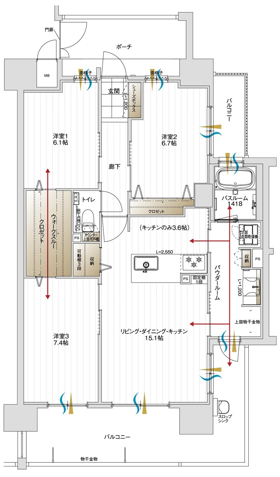 アルファステイツ鷹匠町 間取り D1 TYPE