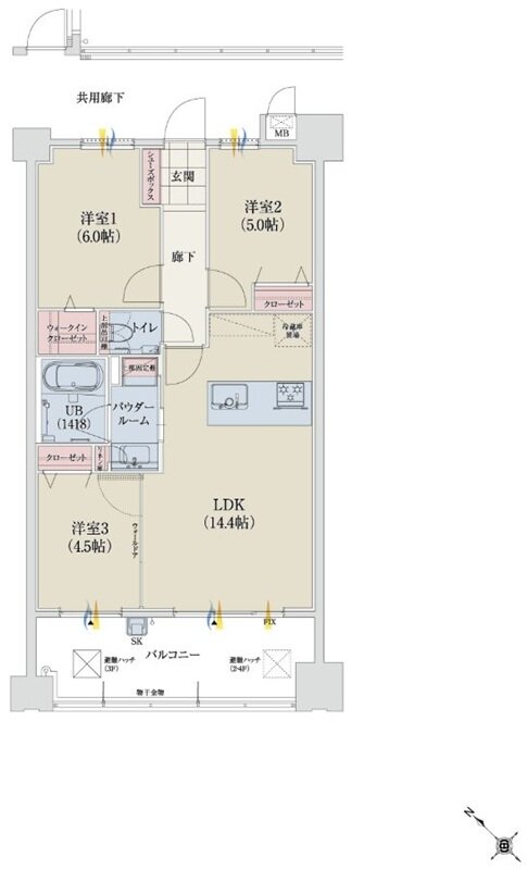 グランドパレス春日静邸 間取り E Type
