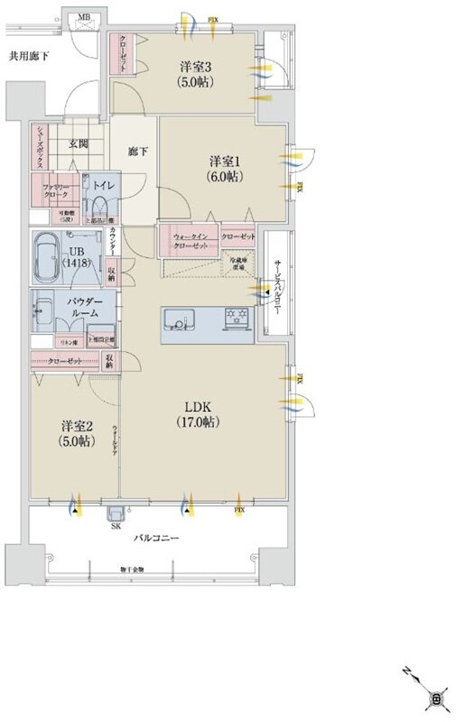 グランドパレス春日静邸 間取り F Type