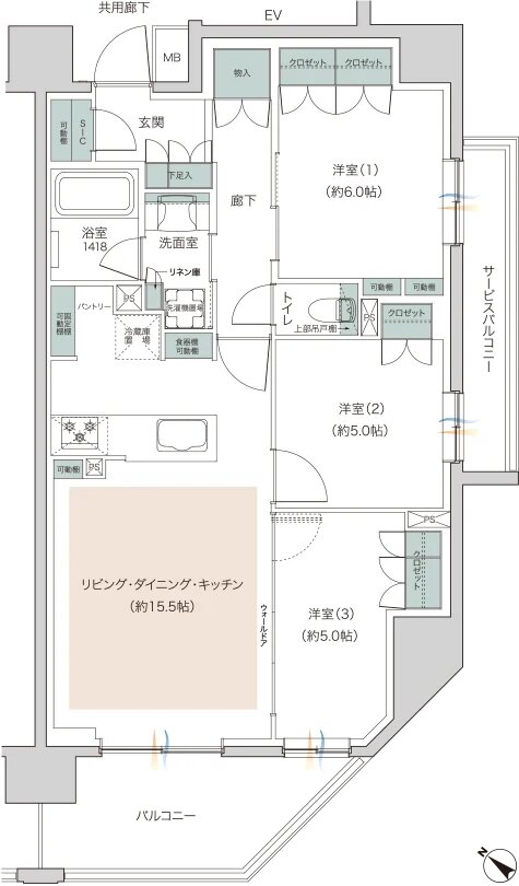 レーベン瑞江 GRACE CORE 間取り A type