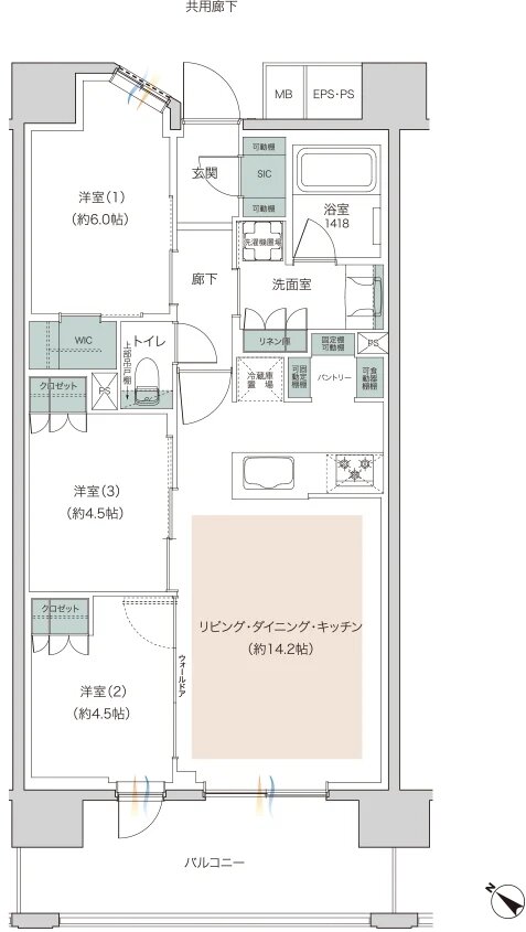 レーベン瑞江 GRACE CORE 間取り B type