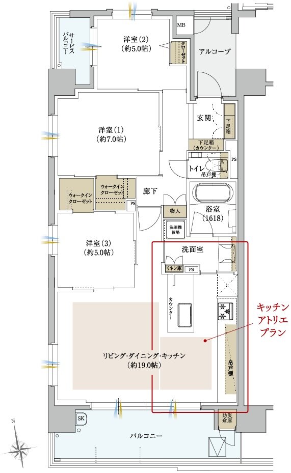 クレアホームズ徳島県庁西 ザ・プレジデンス 間取り A TYPE