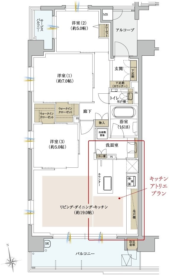 クレアホームズ徳島県庁西 ザ・プレジデンス 間取り A TYPE