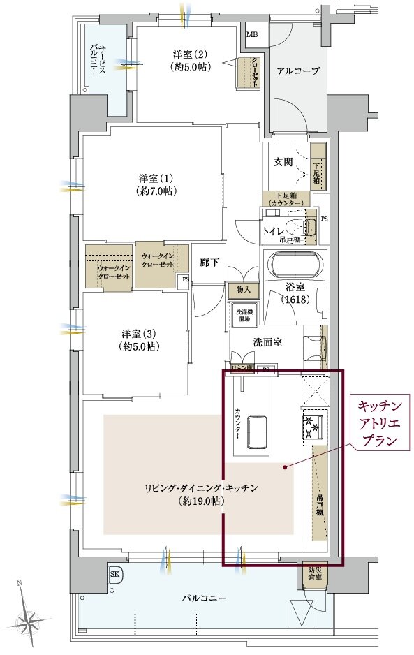 クレアホームズ徳島県庁西 ザ・プレジデンス 間取り A TYPE