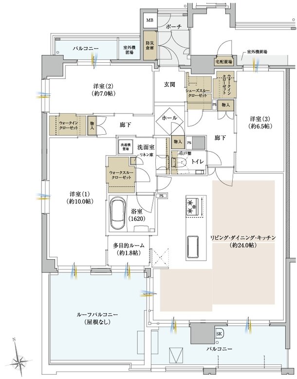 クレアホームズ徳島県庁西 ザ・プレジデンス 間取り K TYPE
