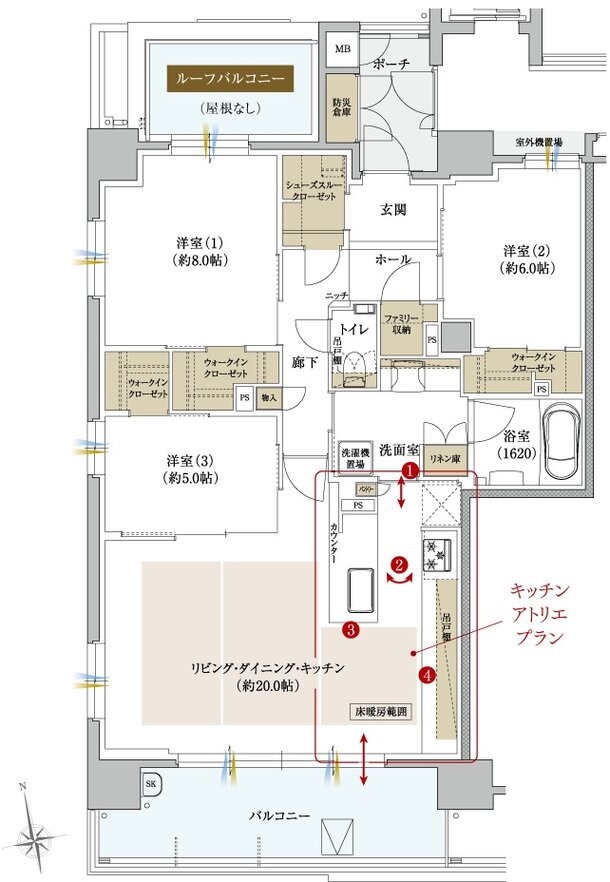 クレアホームズ徳島県庁西 ザ・プレジデンス 間取り G TYPE