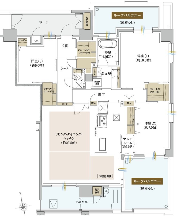 クレアホームズ徳島県庁西 ザ・プレジデンス 間取り M TYPE