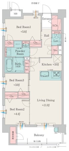 モントーレ室見リバーサイド 間取り C TYPE