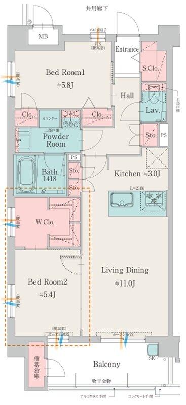 モントーレ室見リバーサイド 間取り C TYPE (MENU PLAN)