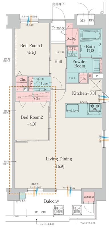 モントーレ室見リバーサイド 間取り A TYPE（MENU PLAN1）